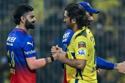 RCB vs CSK Match Action: Virat Kohli and Ruturaj Gaikwad in action during the IPL 2024 opener between Royal Challengers Bengaluru and Chennai Super Kings.